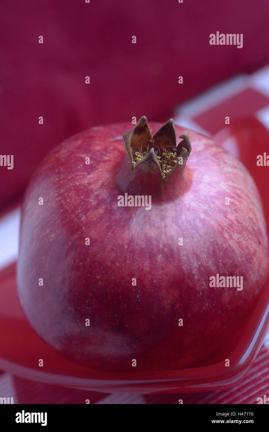 Pomegranate, medium close-up, fruit, pomegranate, grenadine, red, Fruit, healthy, Punicaceae, stem, semitropical, Stock Photo