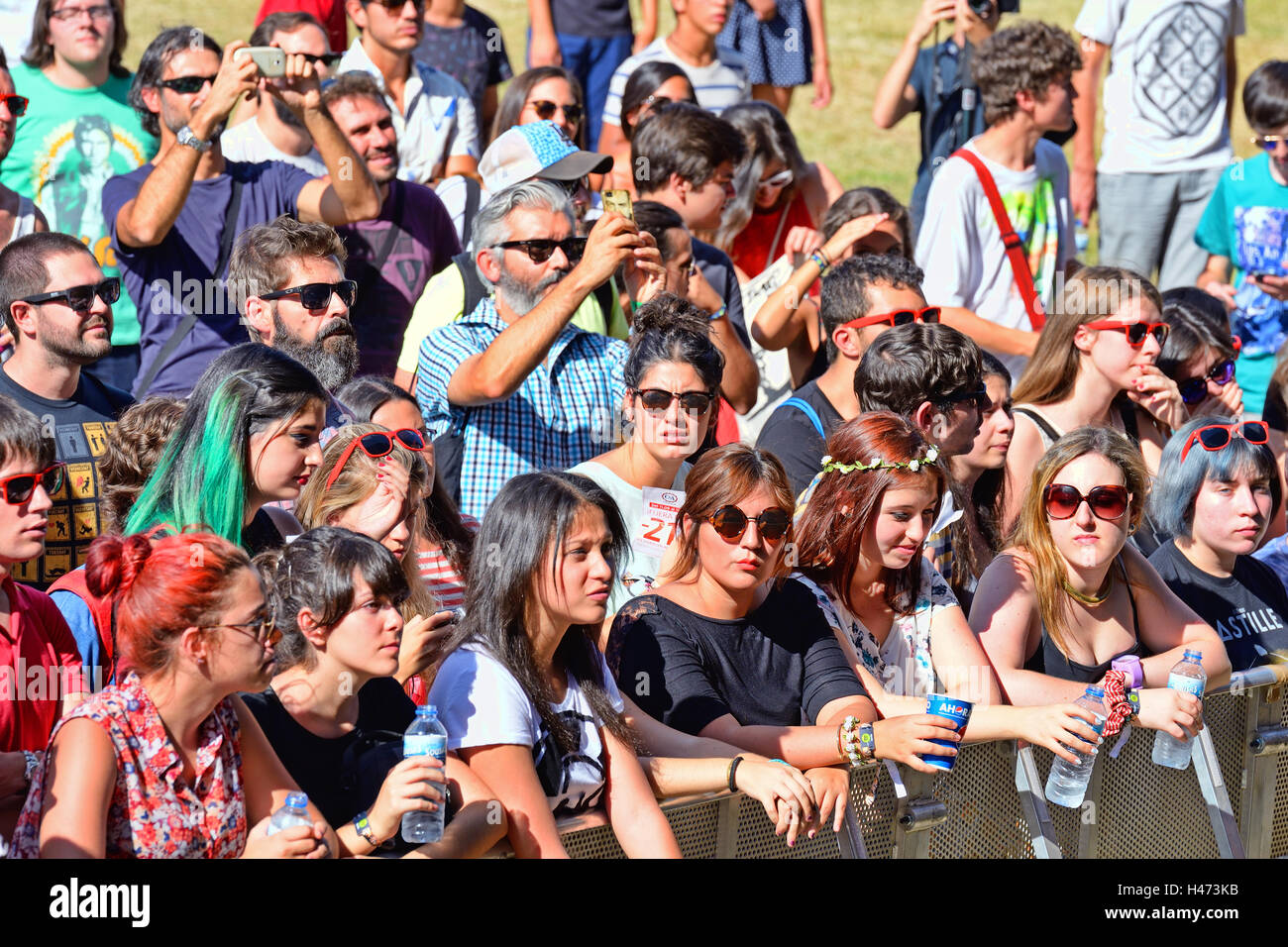 MADRID - SEP 13: Crowd in a concert at Dcode Festival on September 13, 2014 in Madrid, Spain. Stock Photo