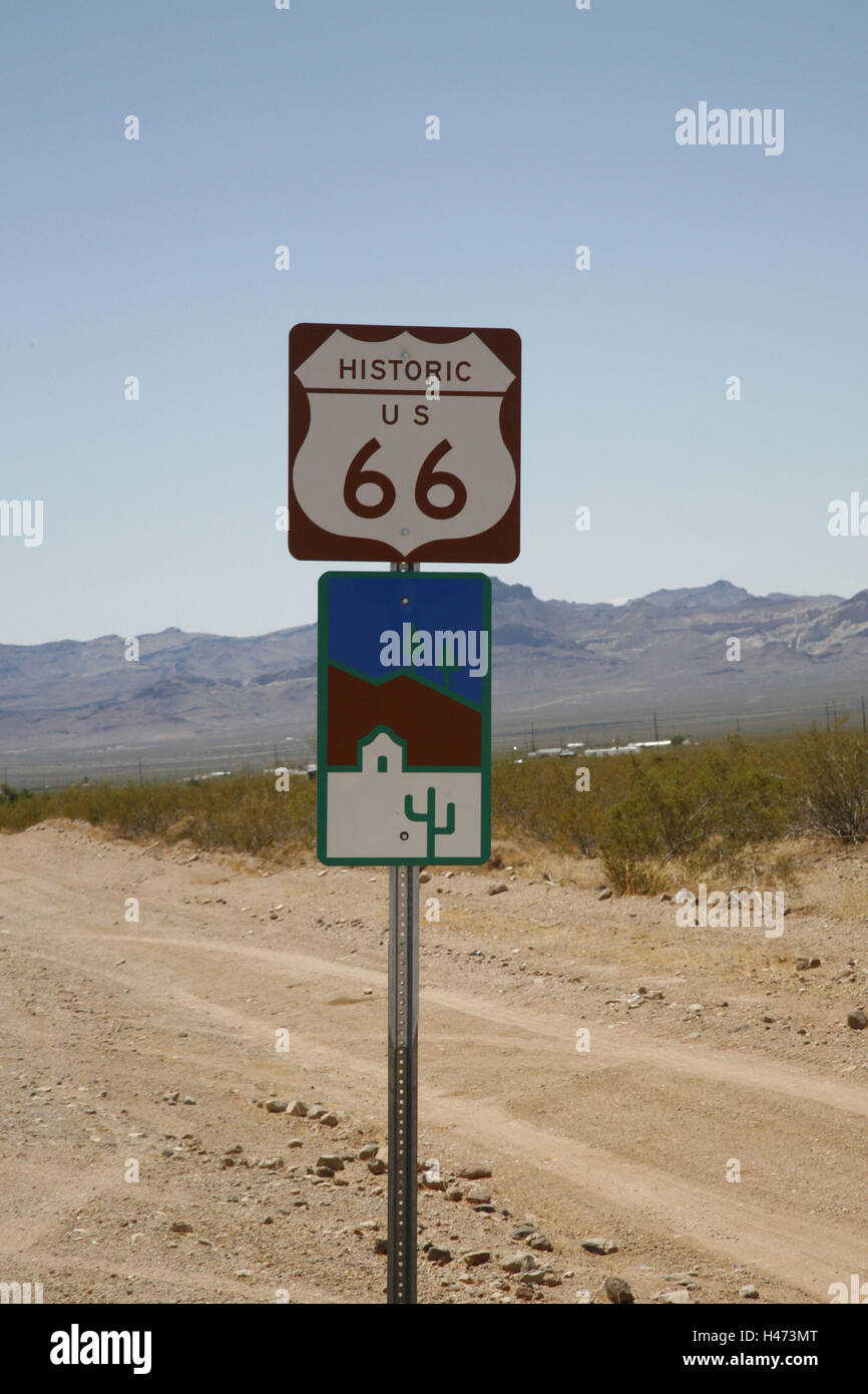 The USA, Arizona, route 66, sign, scenery, street Stock Photo - Alamy