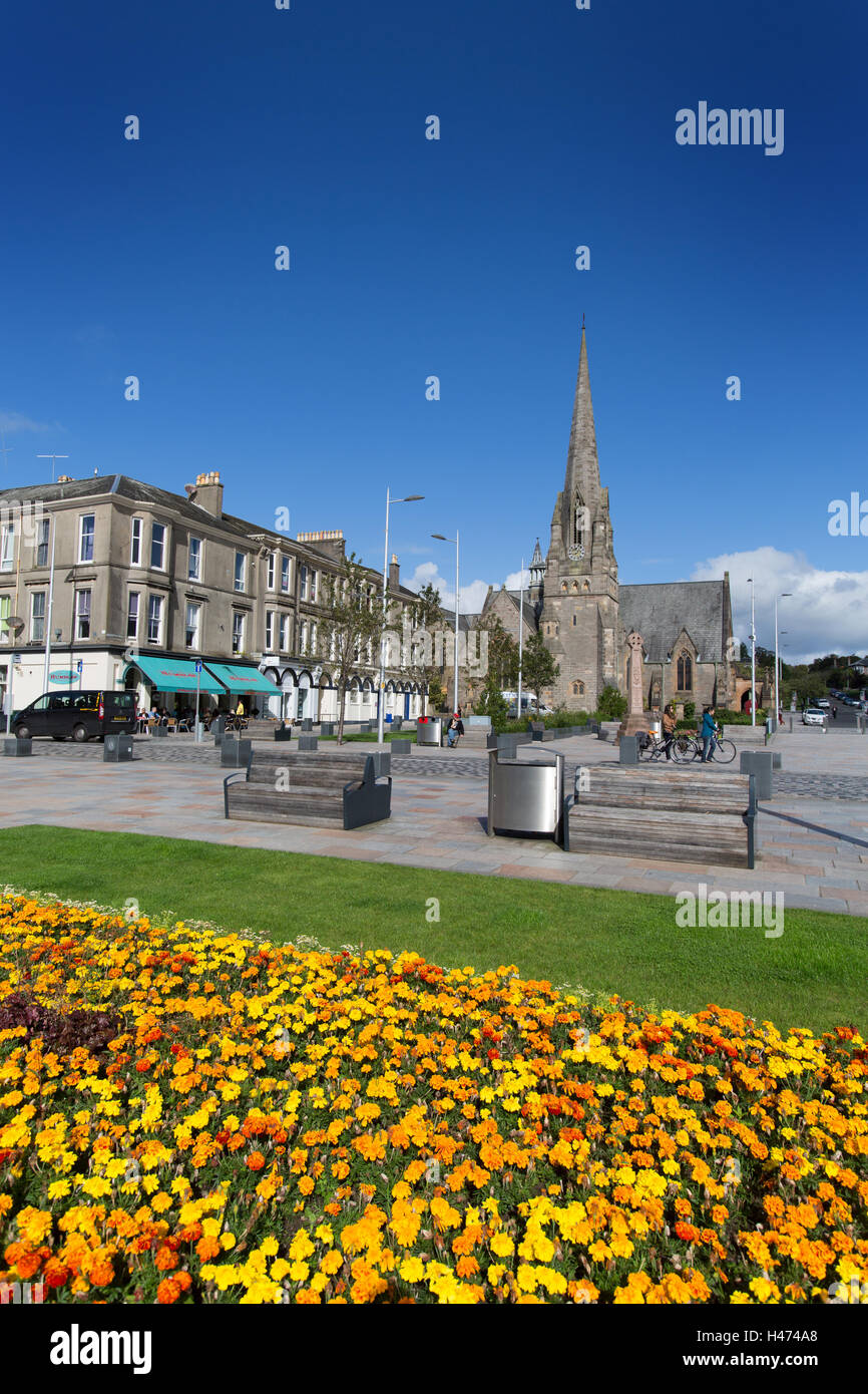 Town of Helensburgh, Scotland. Picturesque colourful view of Helensburgh’s Colquhoun Square