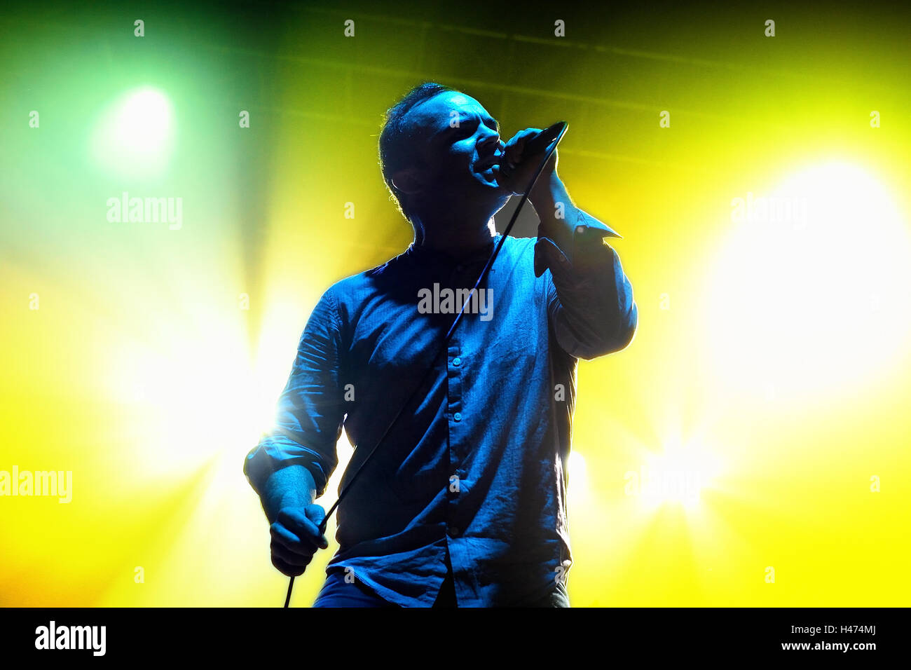 BARCELONA - OCT 20: Future Islands (synthpop electronic dance band) performs at Razzmatazz stage. Stock Photo
