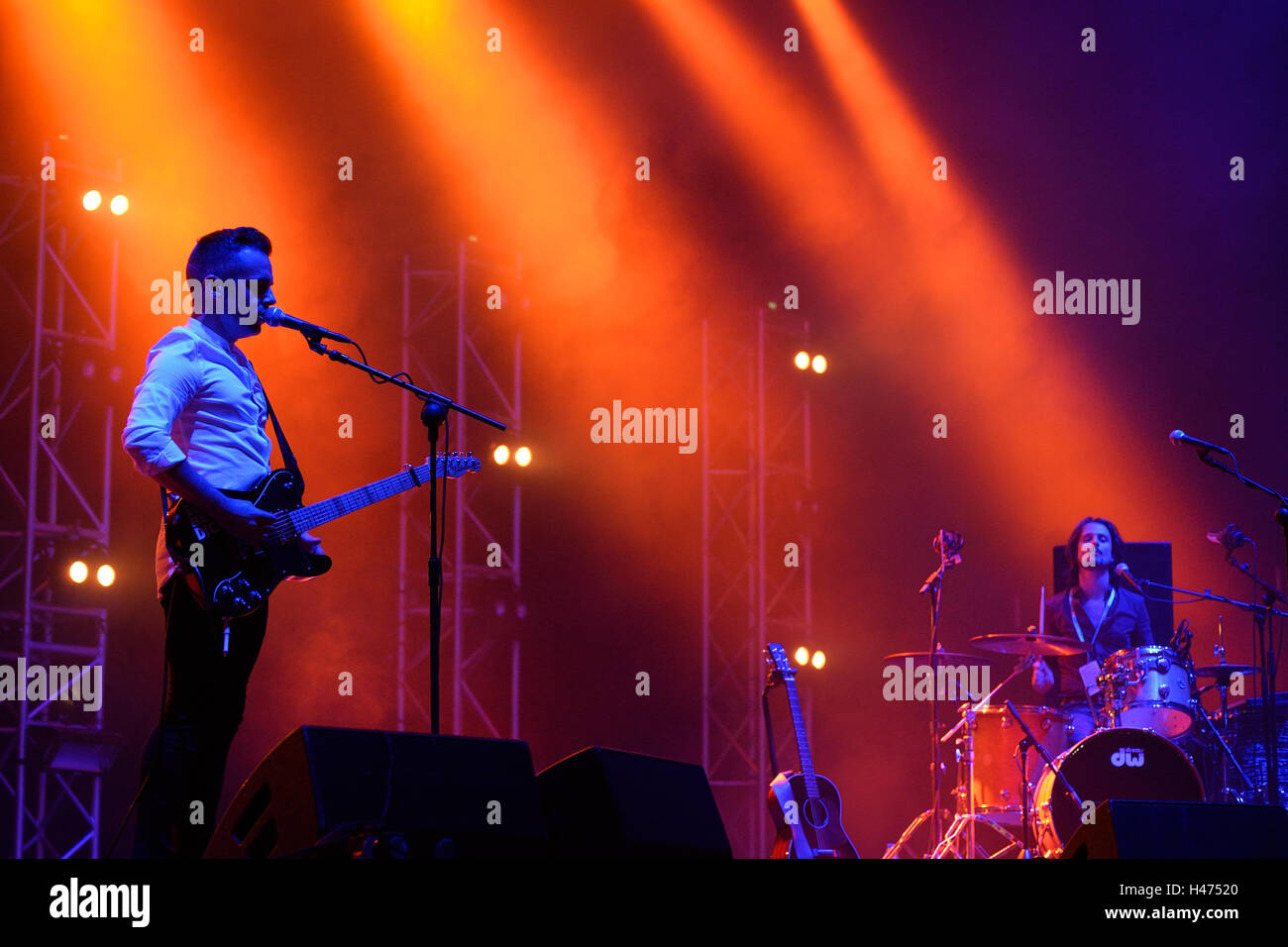 BILBAO, SPAIN - OCT 31: We Cut Corners (band) live performance at Bime Festival on October 31, 2014 in Bilbao, Spain. Stock Photo