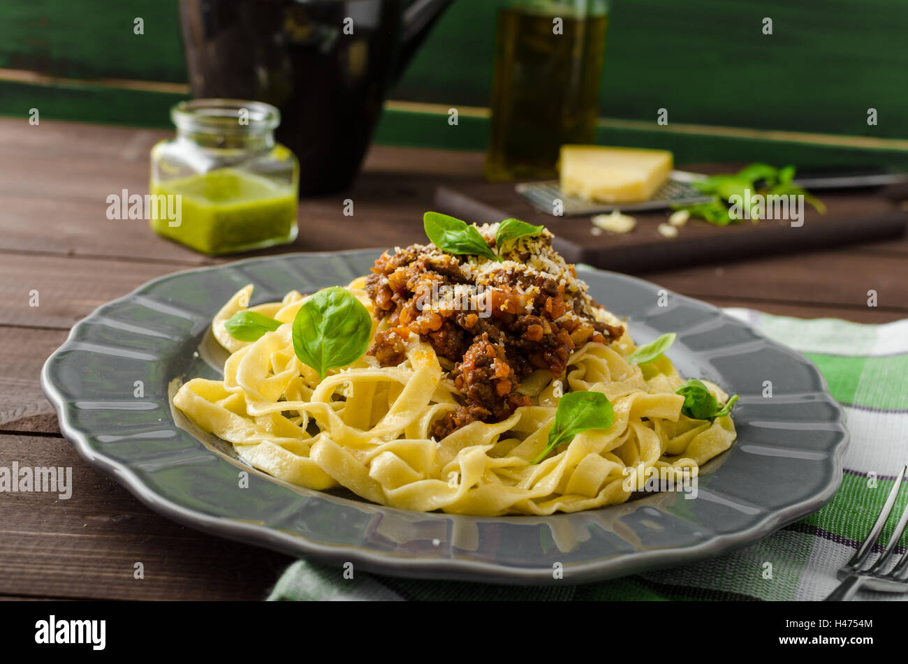 Fettuccine with Bolognese sauce original Bolognese beef, celery
