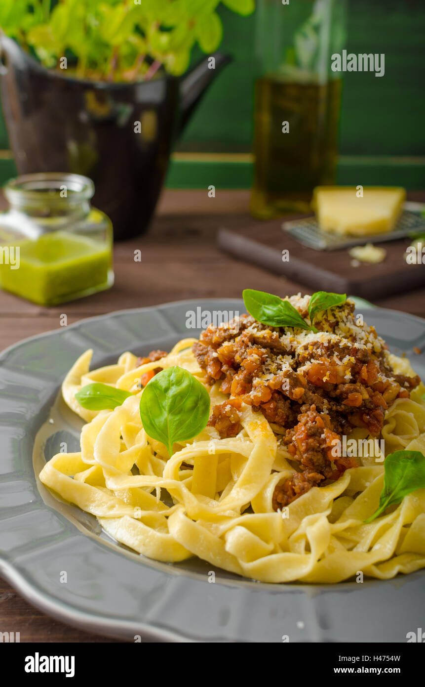 Fettuccine with Bolognese sauce original Bolognese beef, celery