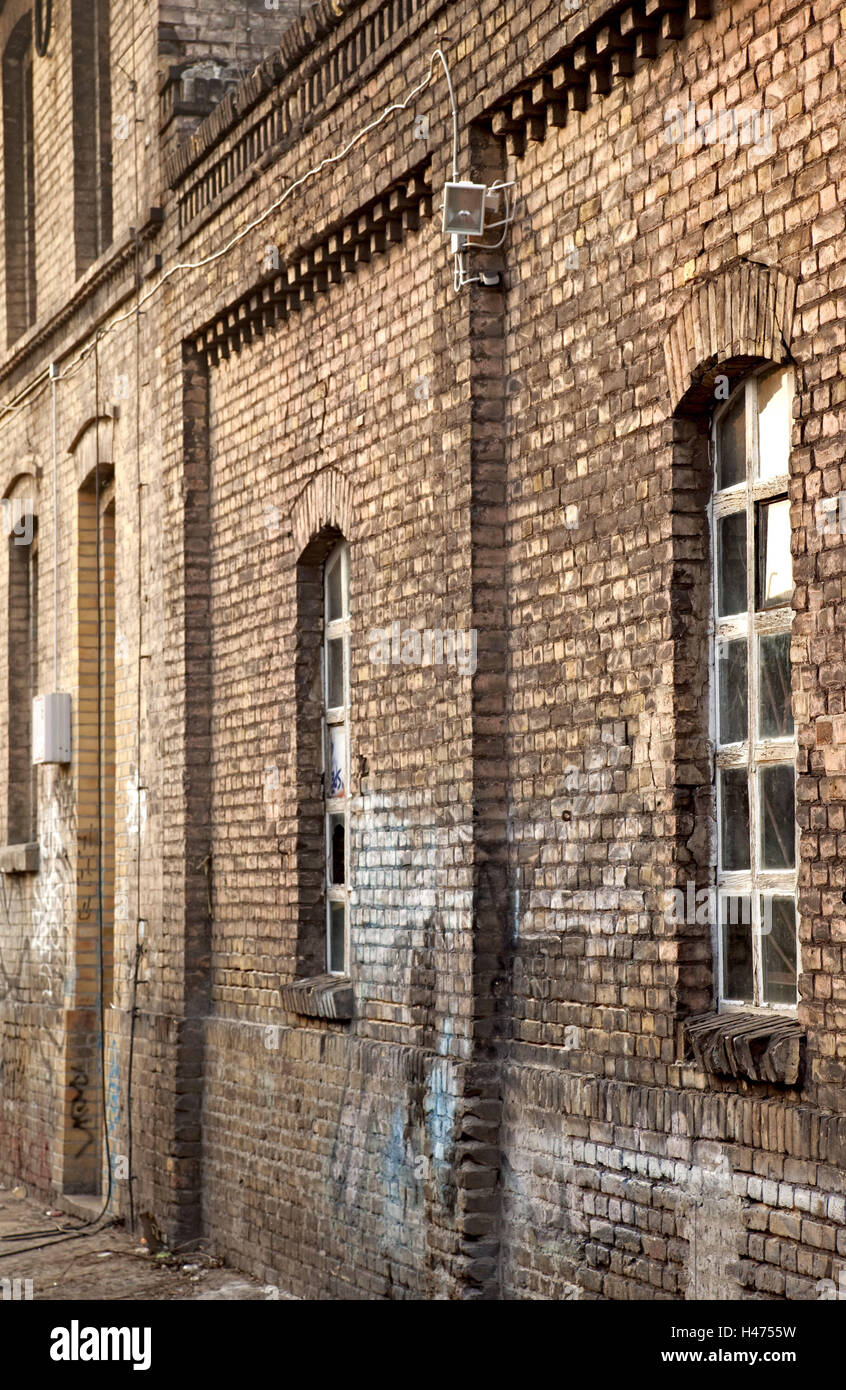 Brick building, old, outside, architecture, nobody, facade, building, brick, outside, the FRG, Germany, Europe, Berlin, Friedrich's grove, window, Stock Photo