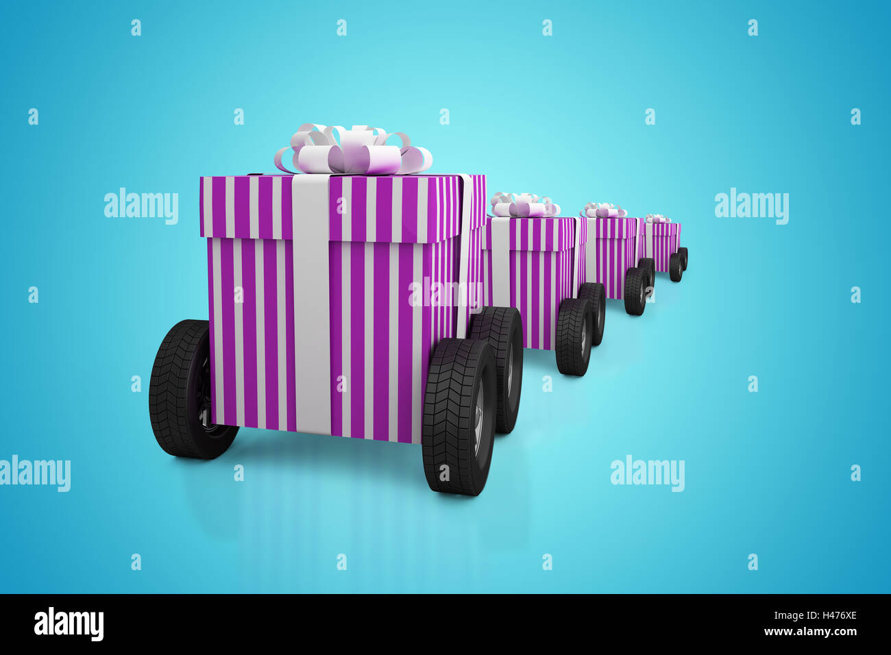 Composite image of gift box with wheel Stock Photo
