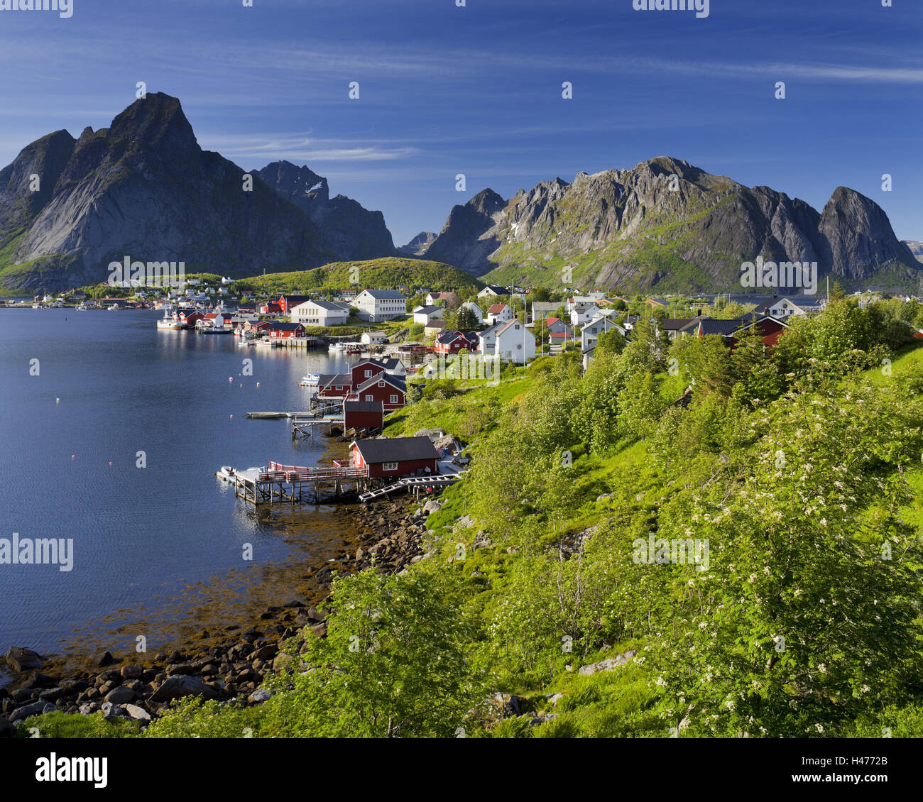 Norway, northern country, Lofoten, Moskenesoya, pure, to pure fjords, Hamnoya, Stock Photo