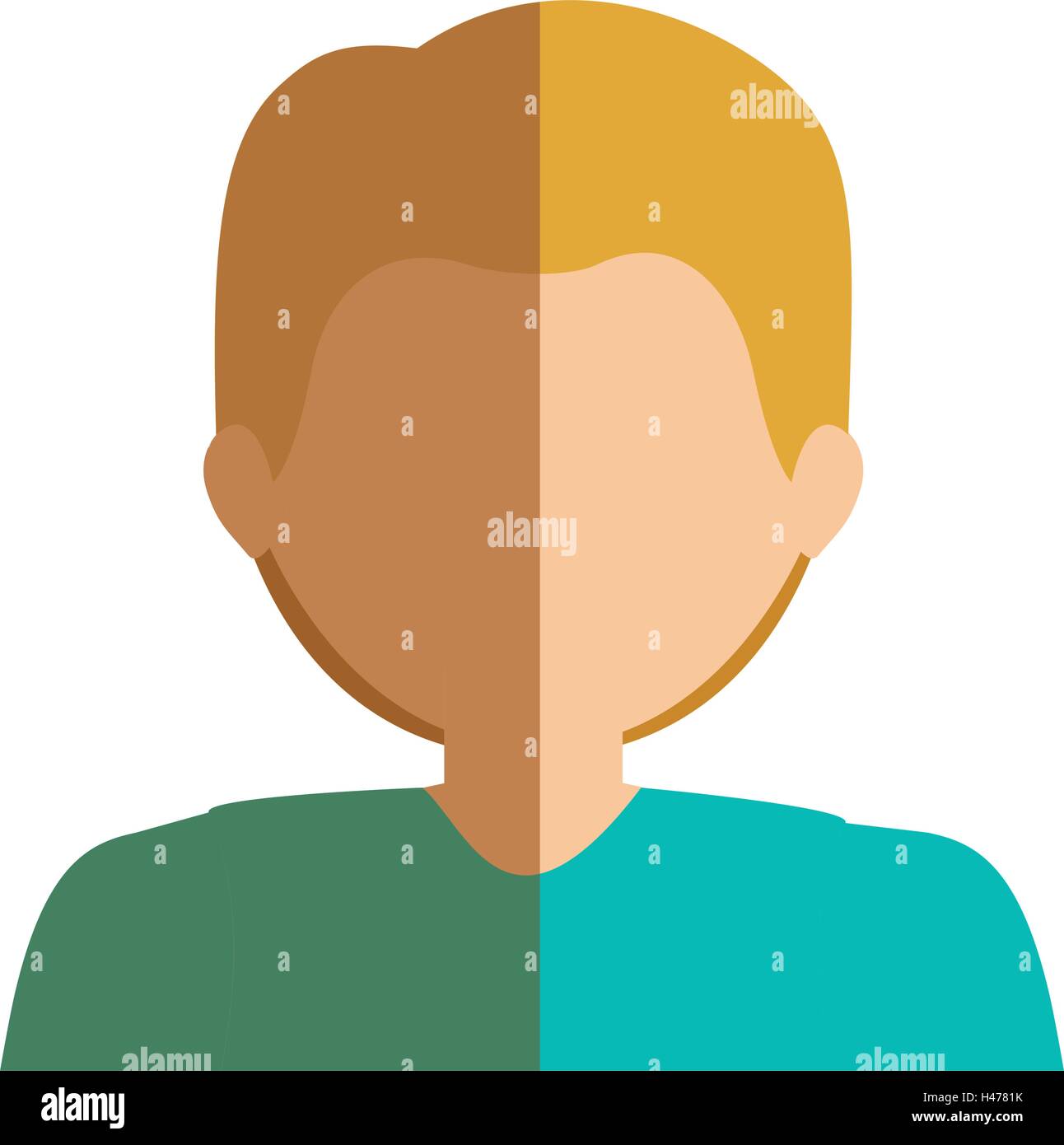 Half Body Boy Half Blonde And Caucasian Stock Vector Image Art Alamy