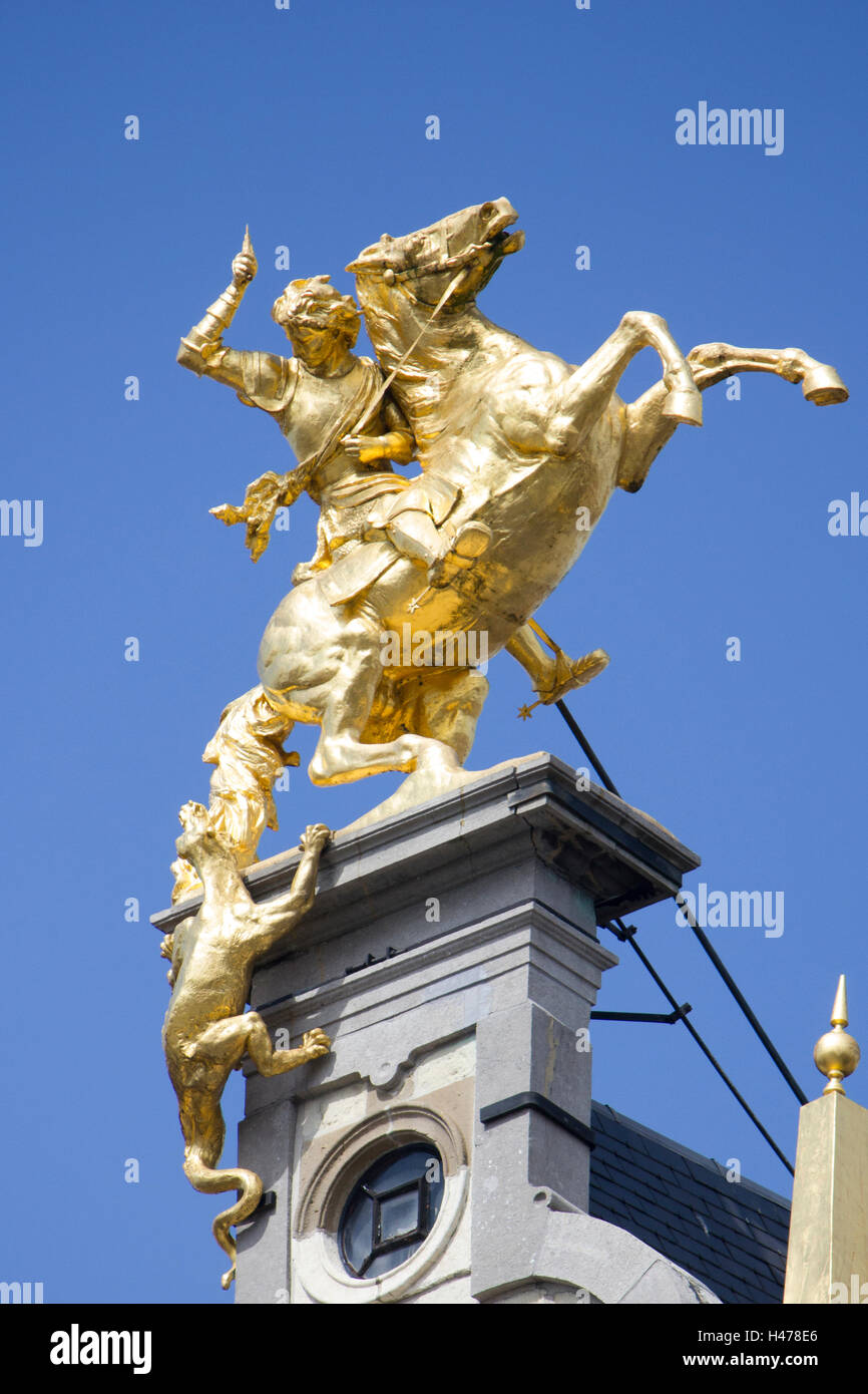 St George And Dragon Grote Markt, Antwerp Stock Photo