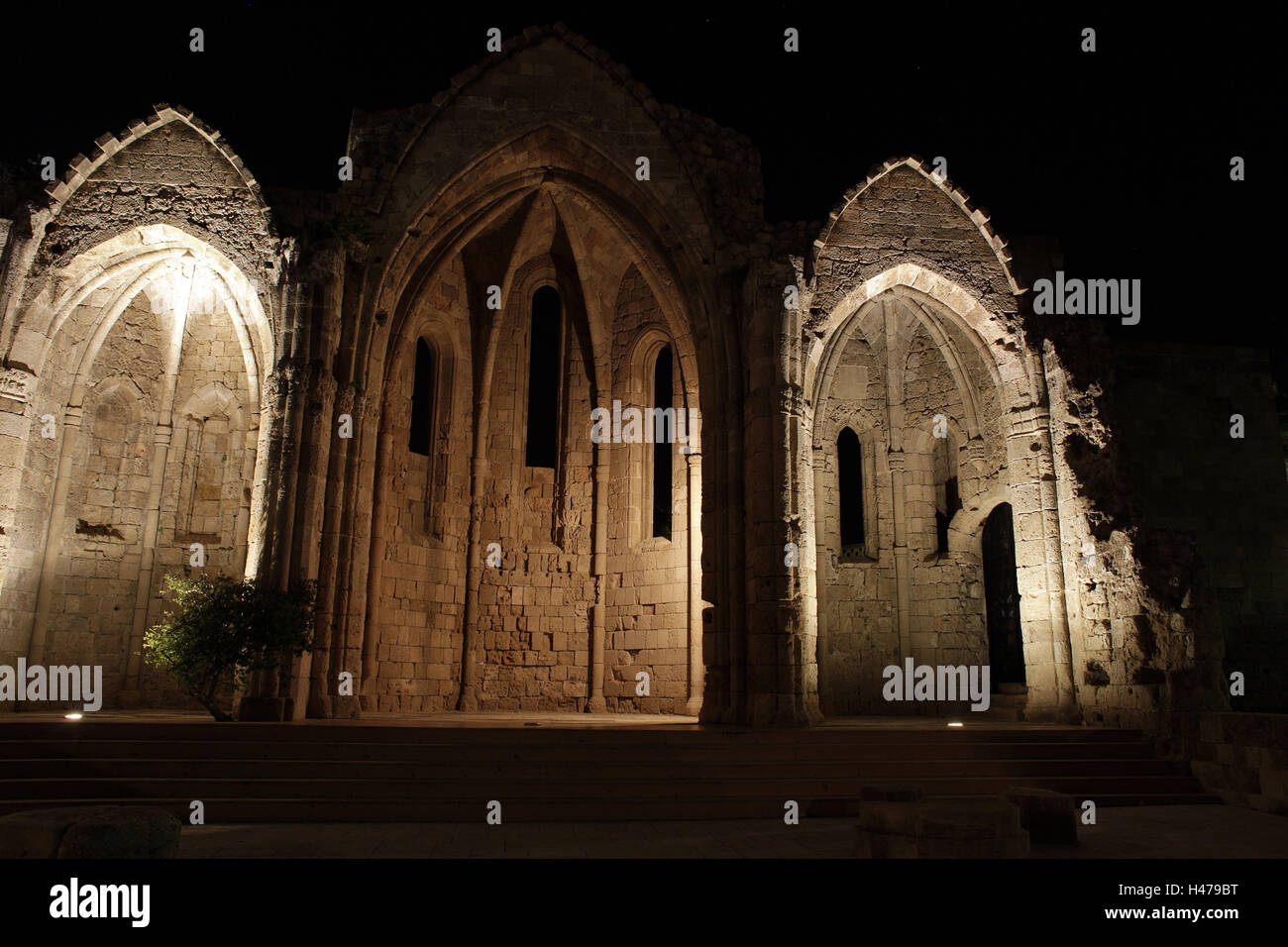 Greece, Rhodes, church, night Stock Photo - Alamy