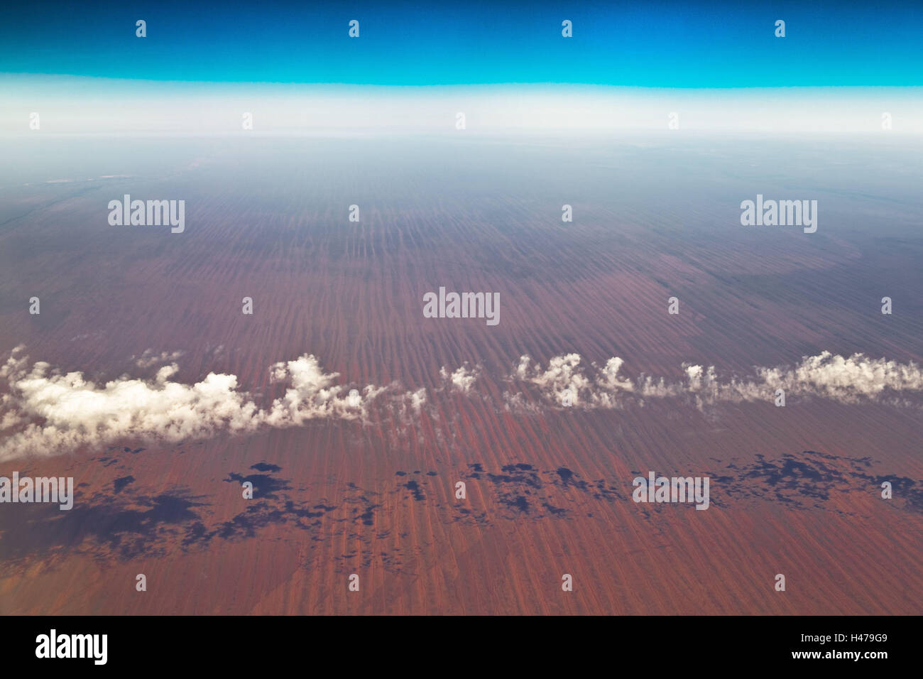 Australia, to Northern Territory, scenery, aerial shots, loneliness, extreme scenery, flight, geology, horizon, scanty country, scenery panorama, vacuousness, aerial picture, panorama, travel, Sandy, structure, dry scenery, infinity, width, clouds, desert Stock Photo