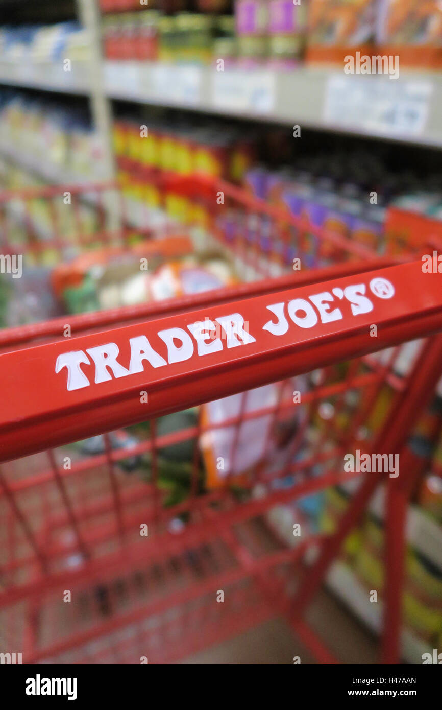 Shopping Cart, Trader Joe's Specialty Grocery Store, NYC Stock Photo