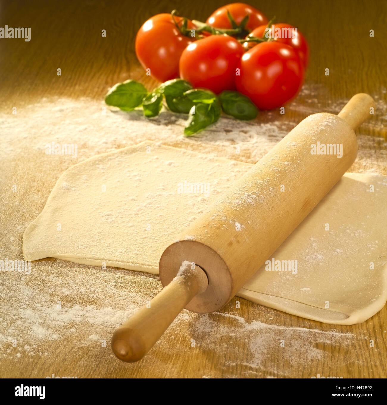 Dough scooters, pizza dough, roll out, Stock Photo