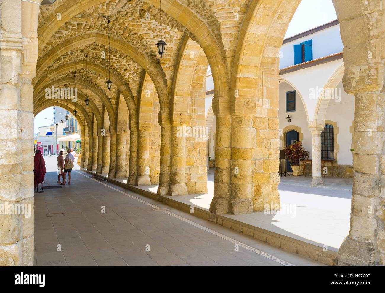 The old stone terrace of the St Lazarus church, Larnaca, Cyprus. Stock Photo