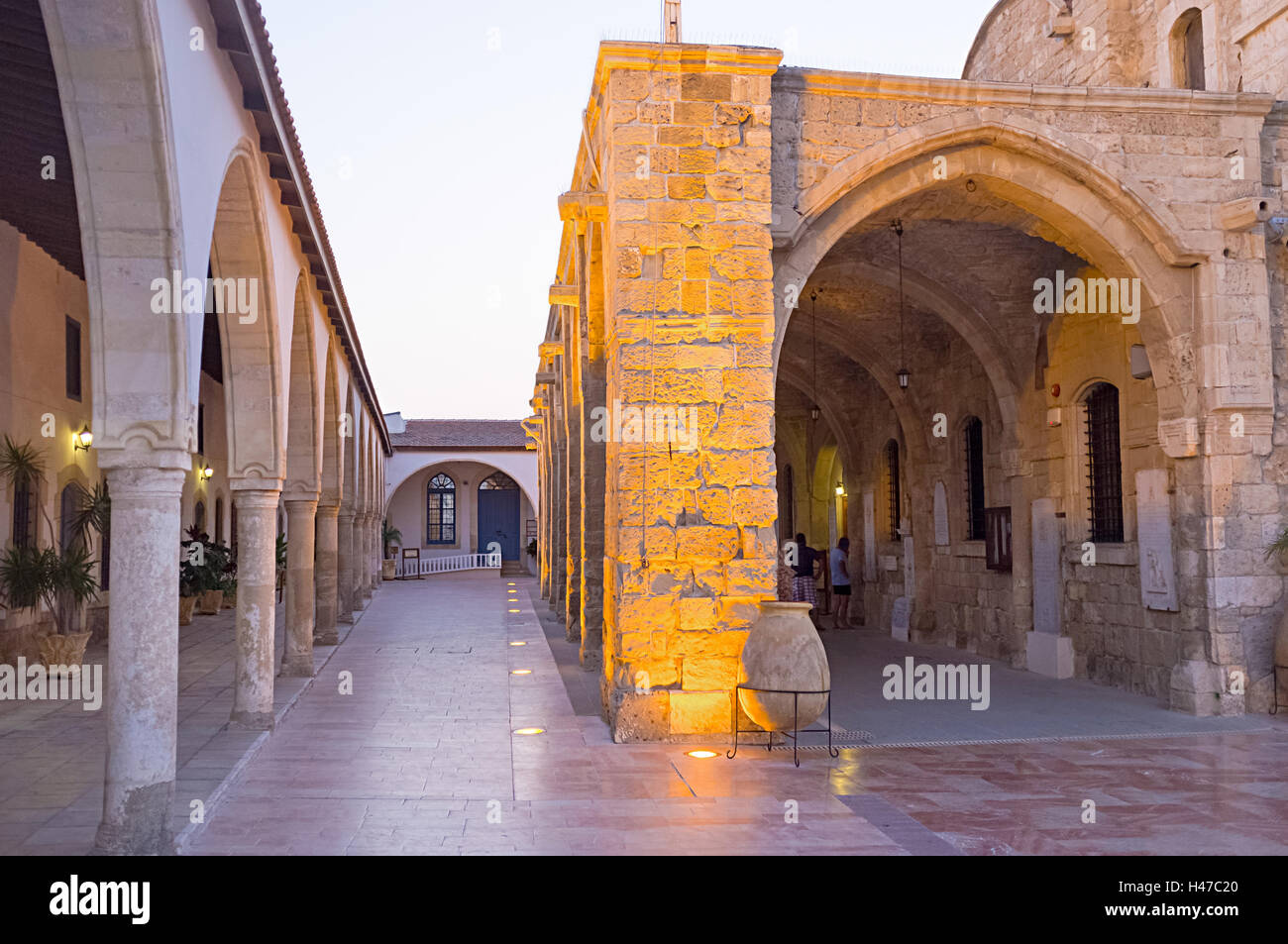 The courtyard between the entrance to the St Lazarus church and Ecclesiastical museum, surrounding the church, Larnaca, Cyprus. Stock Photo