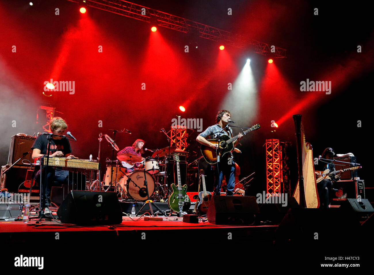 BILBAO, SPAIN - OCT 31: The Barr Brothers (band) live performance at Bime Festival on October 31, 2014 in Bilbao, Spain. Stock Photo