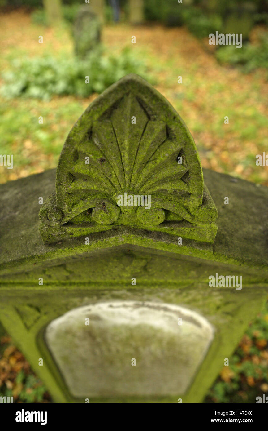 Cemetery, grave, vermoost, ornament, detail, Stock Photo