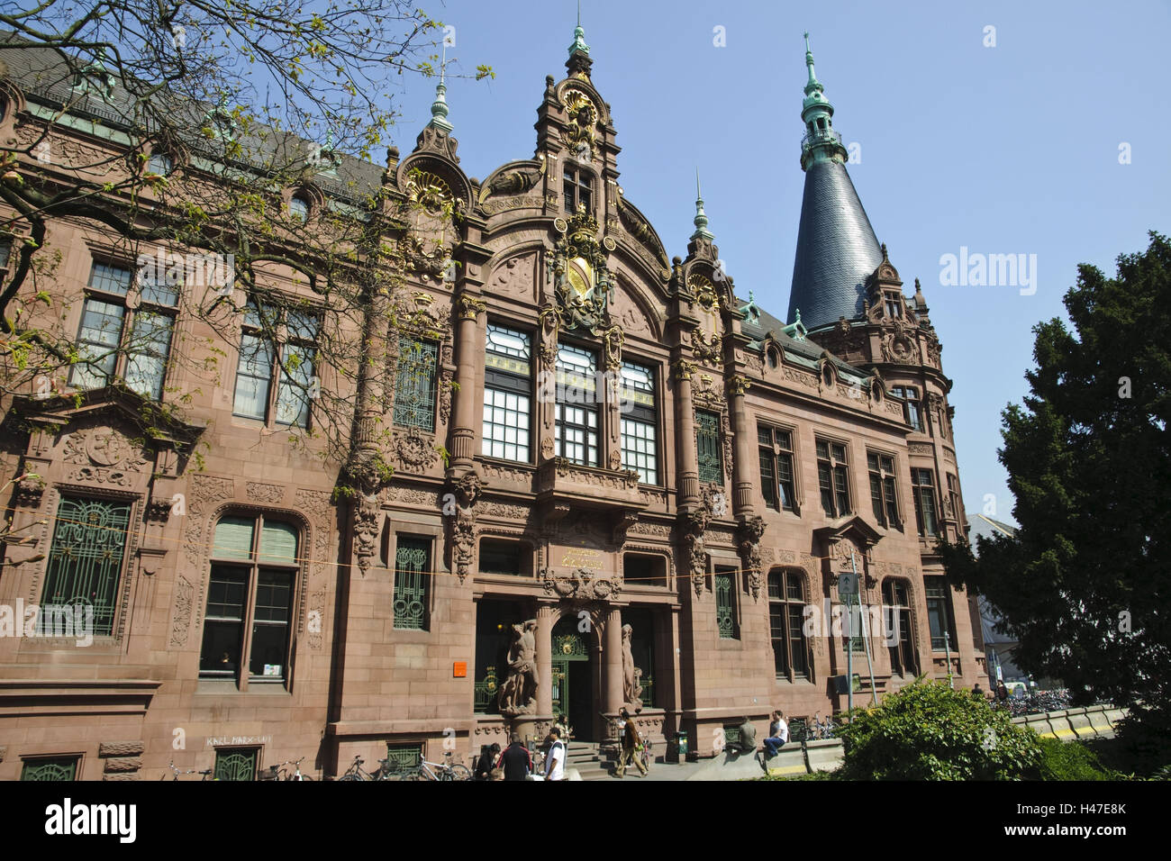 Heidelberg, university library art nouveau, Baden-Wurttemberg, Germany, Stock Photo