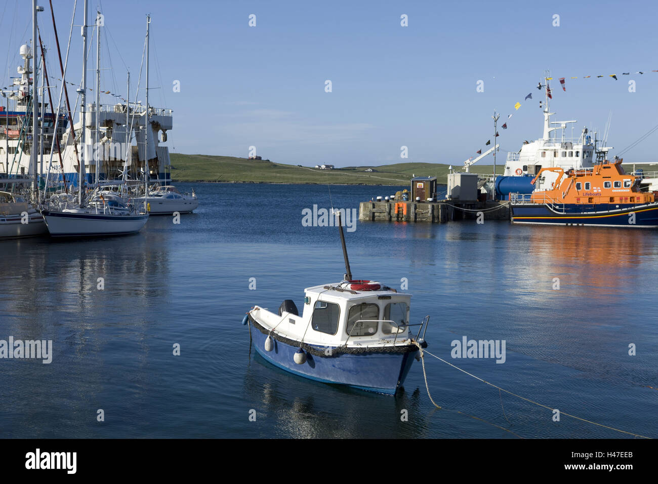 Shetland islands, Main country, principal place Lerwick, harbour, Stock Photo