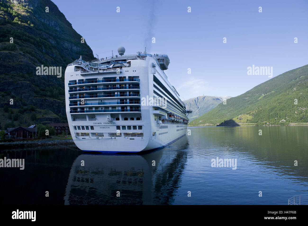 Cruise ship, Flaming, Aurlandsfjord, Aurland, Sogn og Fjordane, Norway, Scandinavia, Stock Photo
