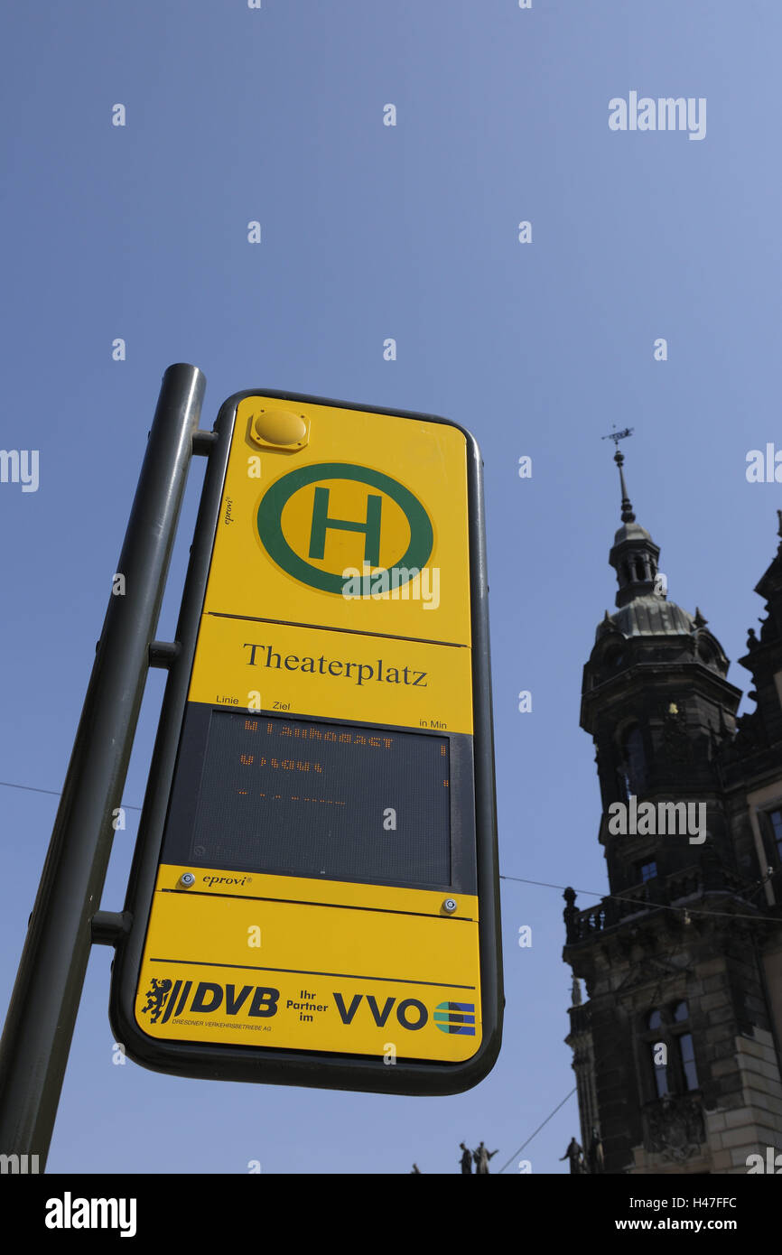 Streetcar, stop, theatre square am Zwinger, Dresden, Saxon, Germany, Stock Photo