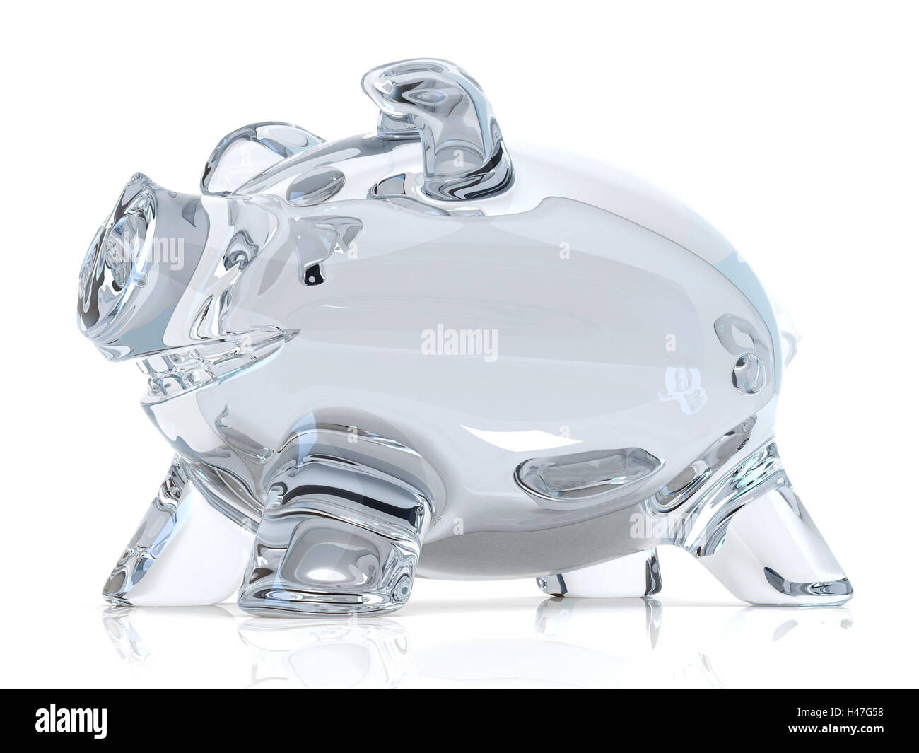Empty glass piggy bank. 3D rendering illustration isolated on white ...