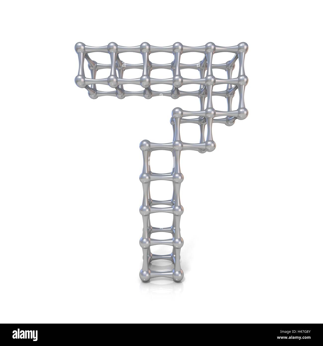 Metal lattice digit number SEVEN 7 3D render illustration isolated on ...