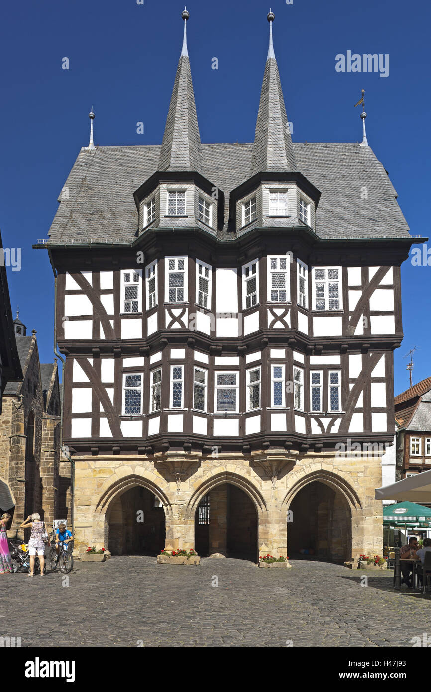 Germany, Hessen, Northern Hessen, field Als, city hall, marketplace, Stock Photo