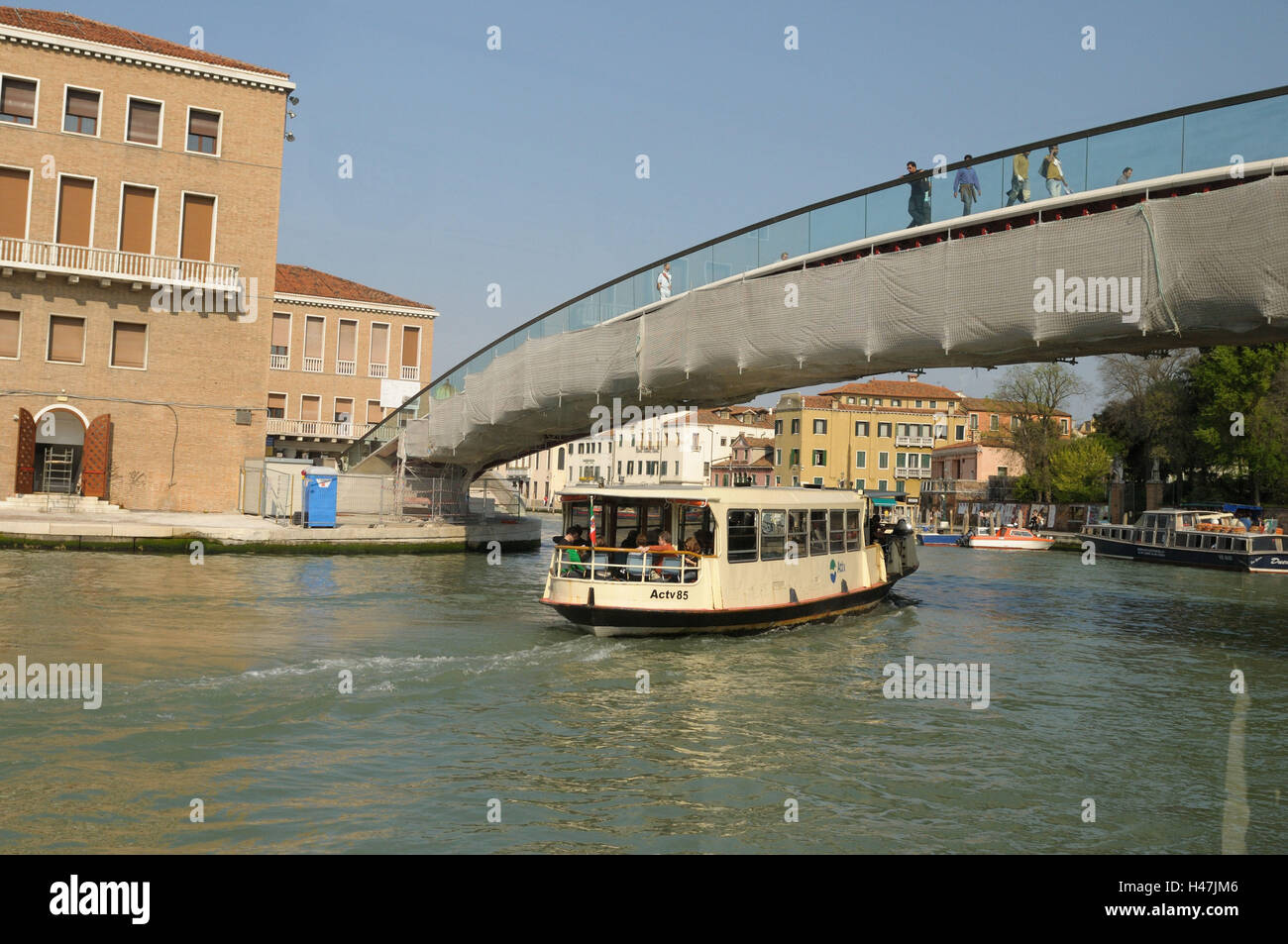 Ship, water, bridge, house, Venice, Italy, Europe, Stock Photo