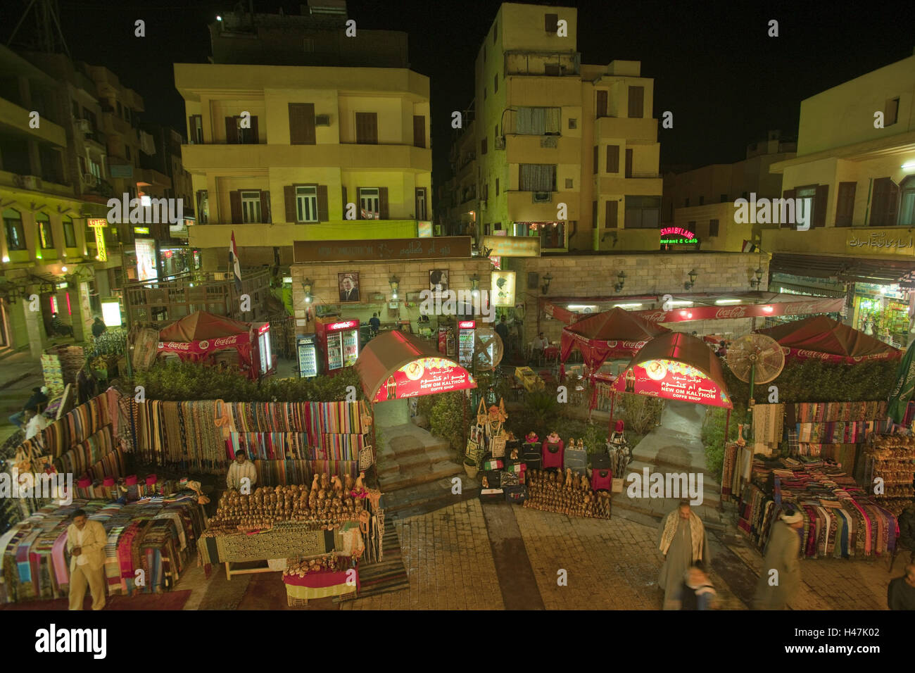 Egypt, Luxor, Oum Koulsoum cafe in the tourist bazaar, Stock Photo
