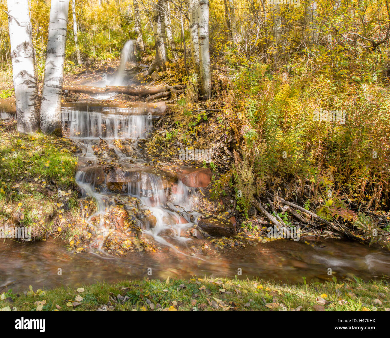 Beautiful Waterfall In Vail, Colorado Stock Photo
