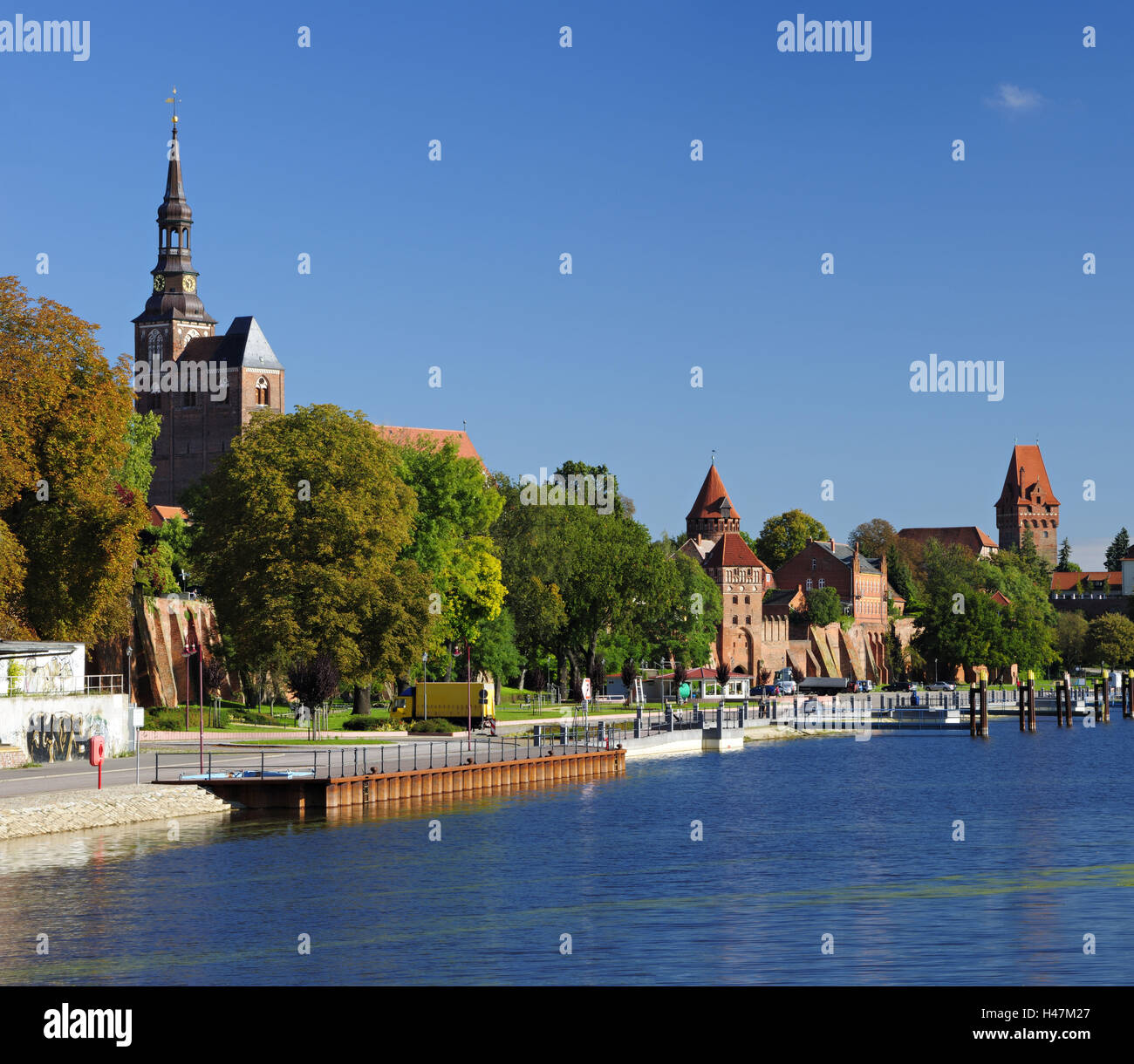 Germany, Saxony-Anhalt, Altmark, Tangermünde, townscape, Elbe harbour, Stock Photo