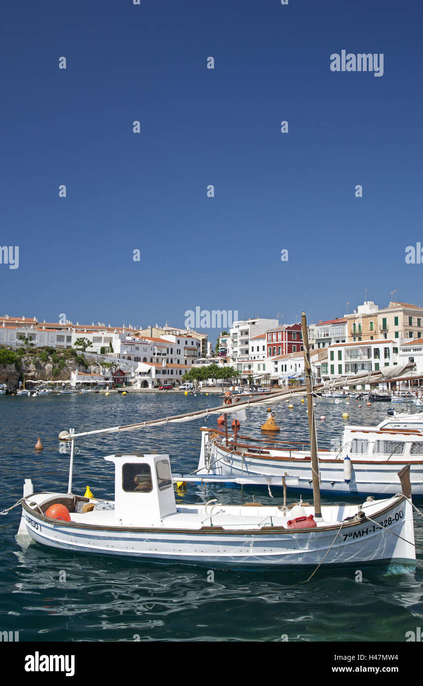 Fishing harbour Cales Fonts in It Castell, Menorca, Stock Photo