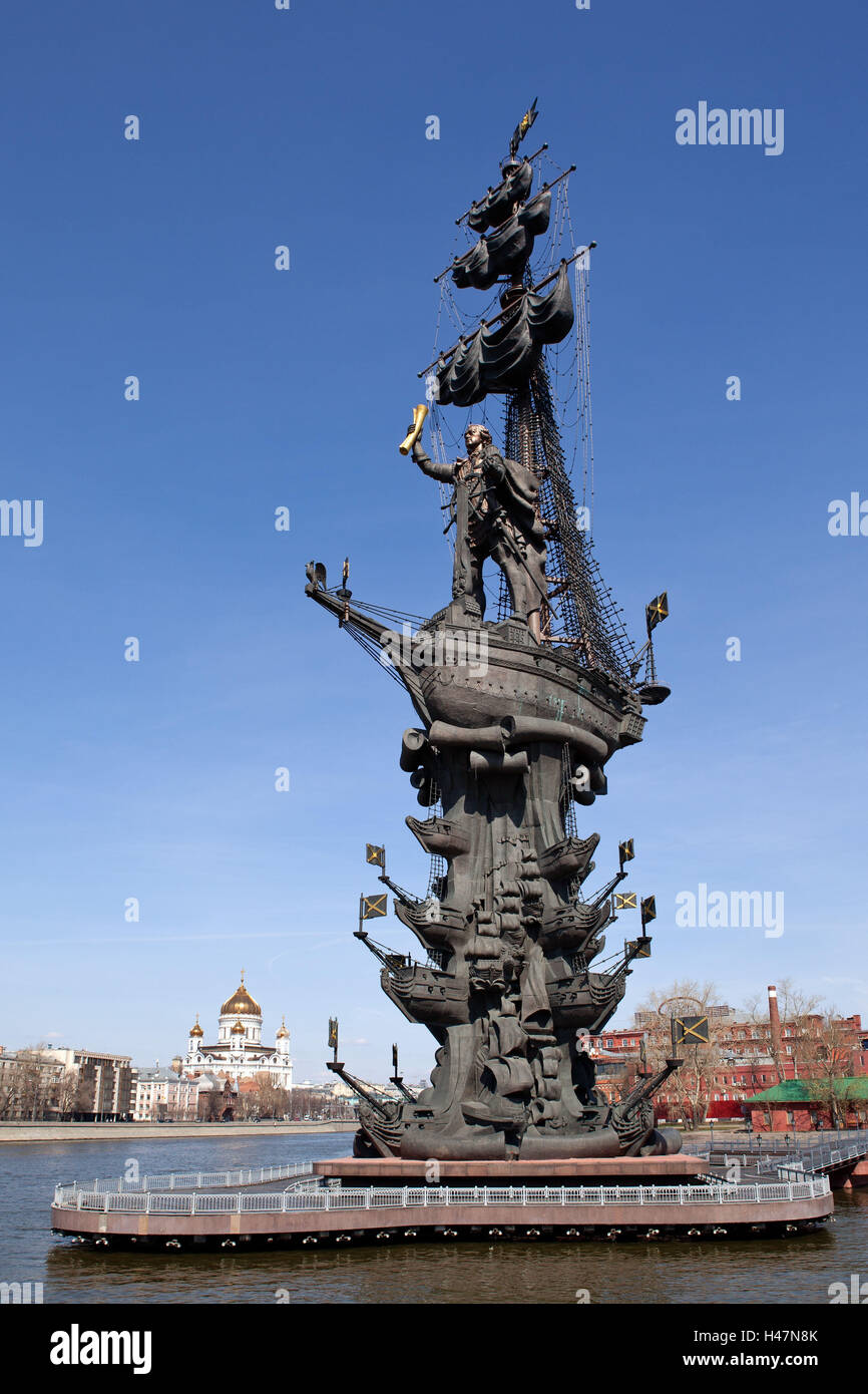 Moscow, monumental monument 'czar Peter the tallness', Stock Photo