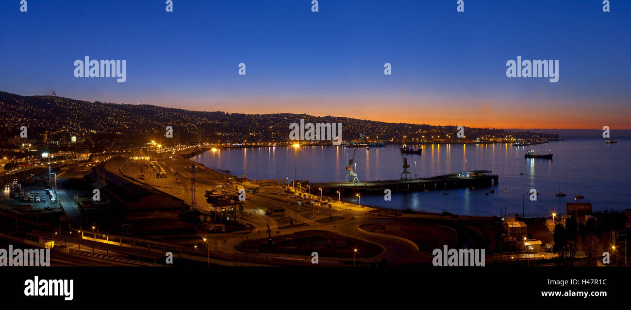 South America, Chile, Pacific coast, Valparaiso, harbour bay, evening mood, Stock Photo