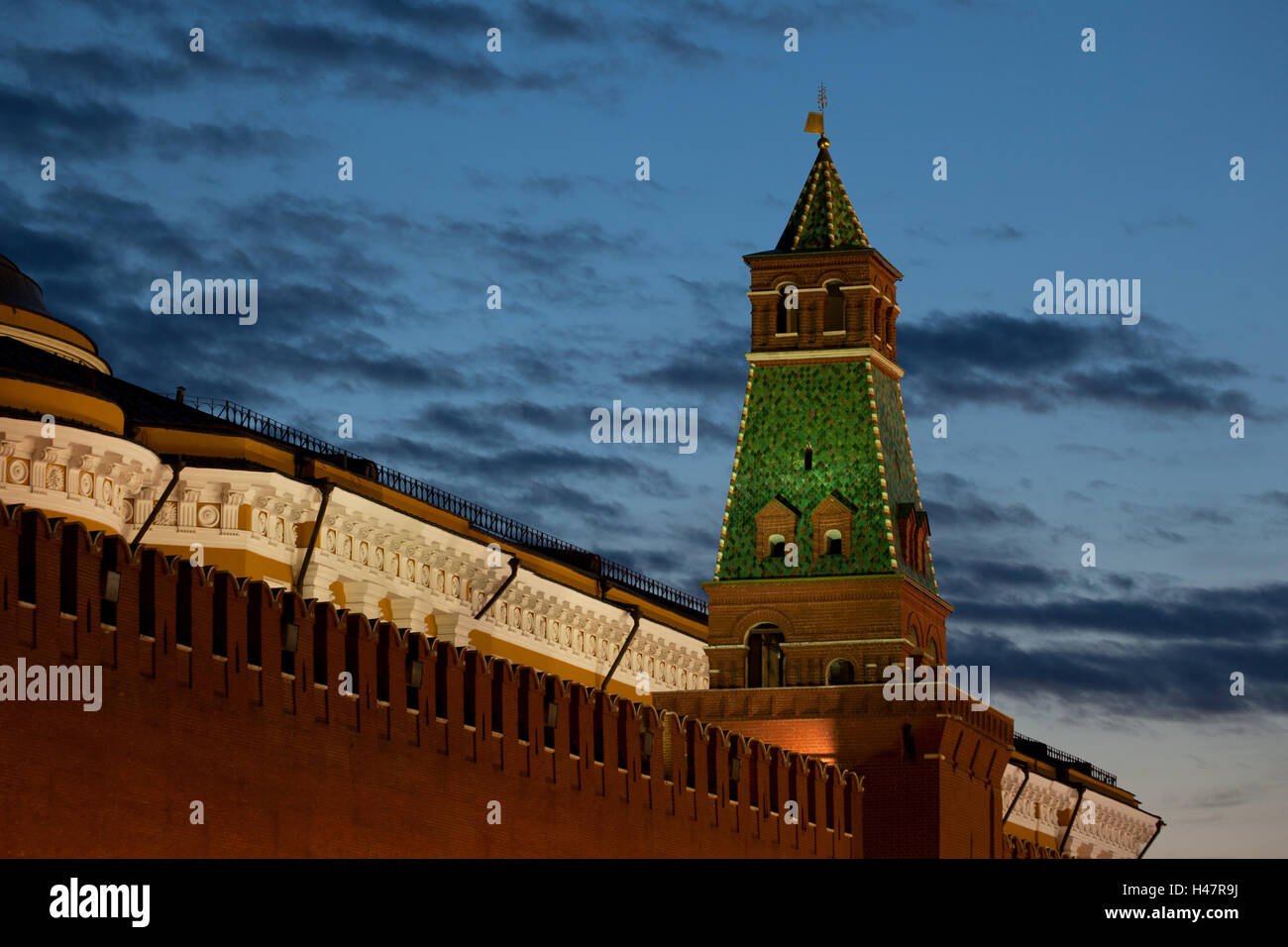 Moscow, red space, senate attack, at night, Stock Photo