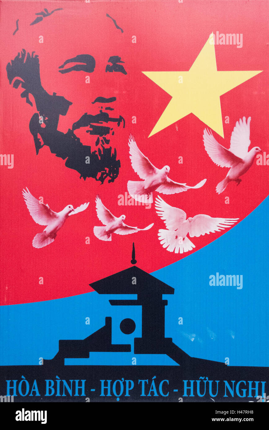 Poster outside the War Remnants Museum, Ho Chi Minh City (Saigon), Vietnam Stock Photo