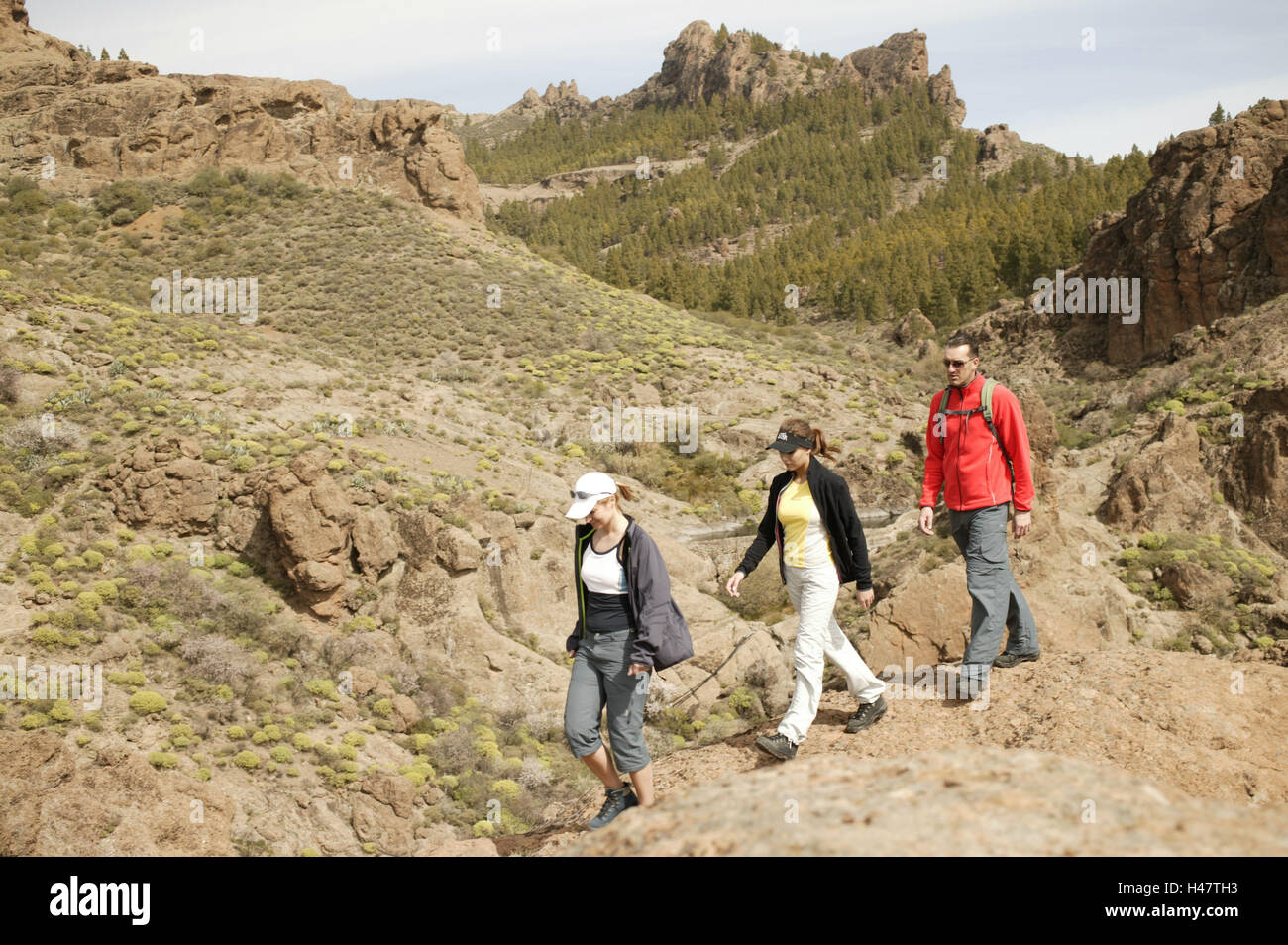 spain, mountain-hiking, tourists, going, hikers, nature, panorama Stock Photo