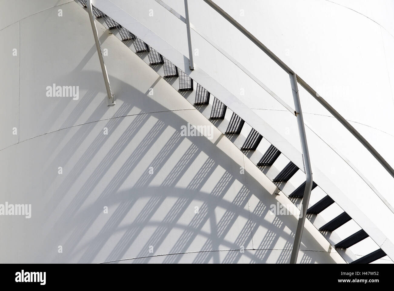 Stairs, tank, steps, railings, spiral, shades, Stock Photo