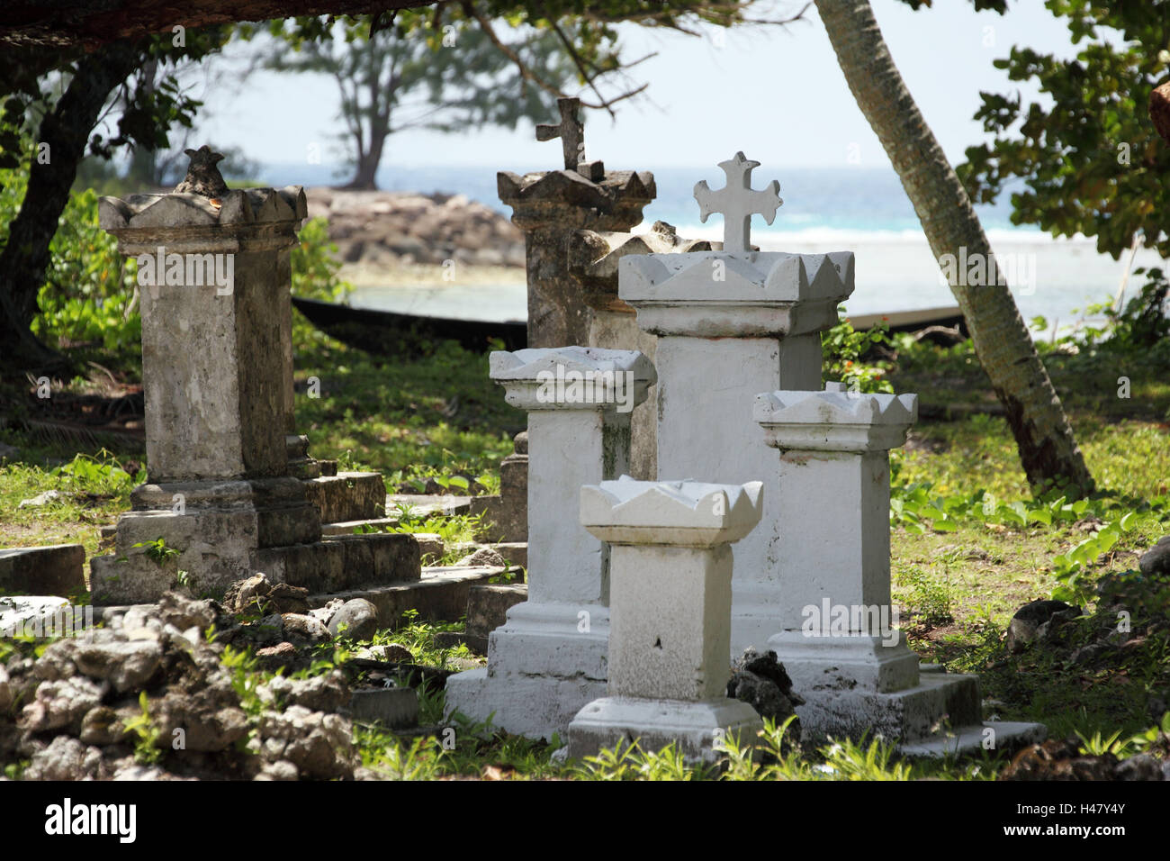 The Seychelles, La Digue, union Estate, decayed cemetery Stock Photo ...