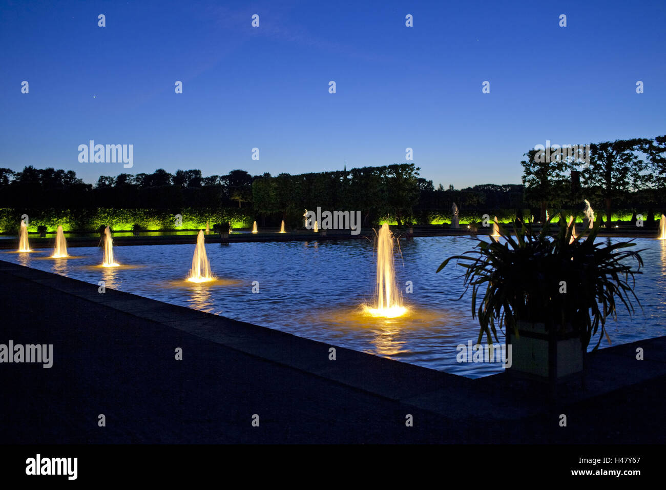 Germany, Lower Saxony, Hannover, mansions gardens light feast, night, Stock Photo