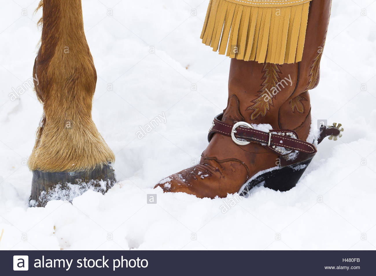 cowboy boots in snow