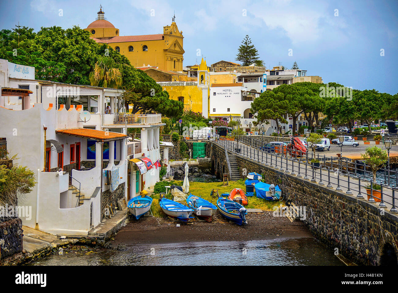 Italy Sicily Aeolian Archipelago Salina Island Santa Marina Stock Photo ...