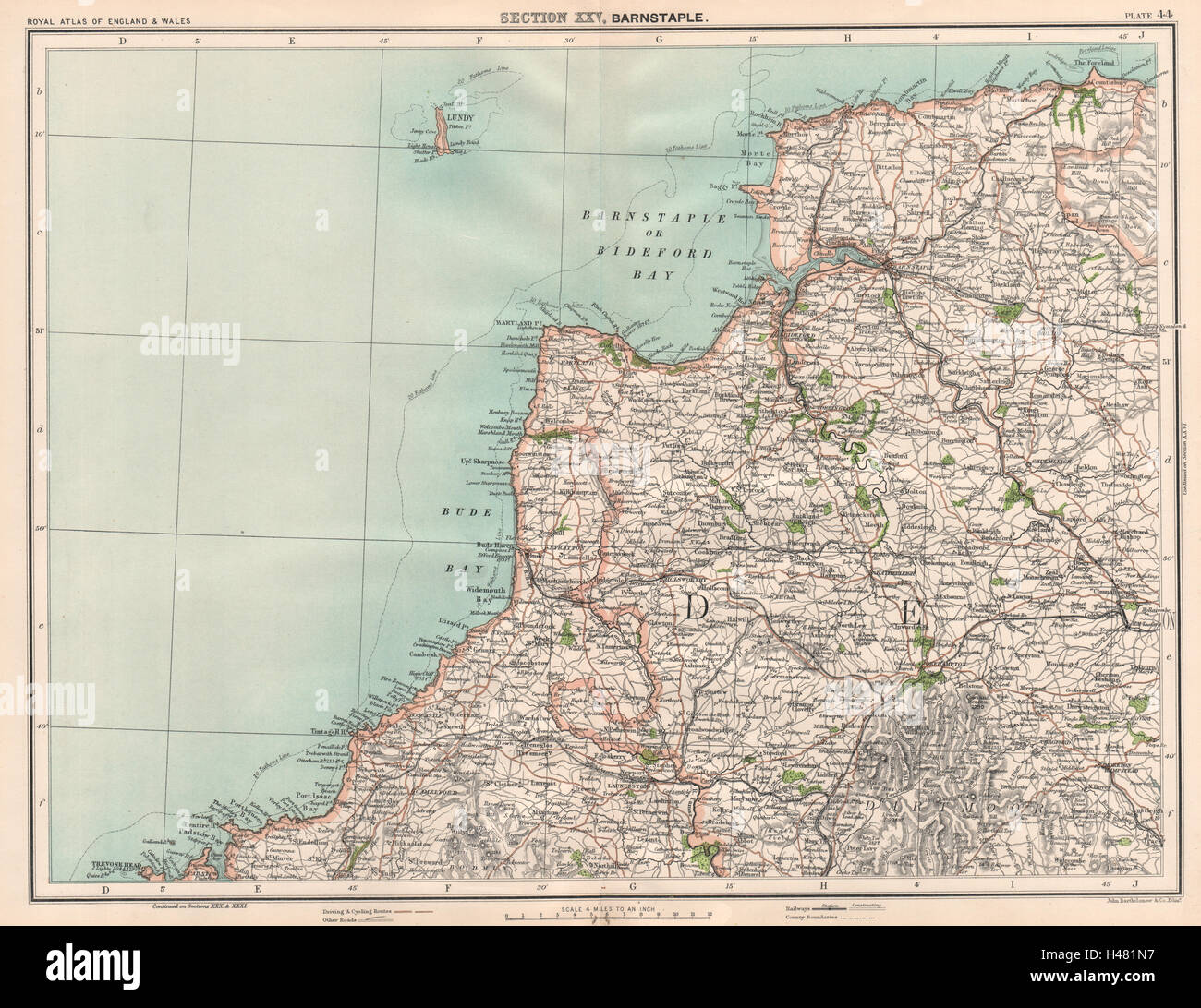 Map Of North Devon And Cornwall North Devon & Cornwall Coast. Barnstaple Bideford Bay Bude Padstow 1898 Map  Stock Photo - Alamy