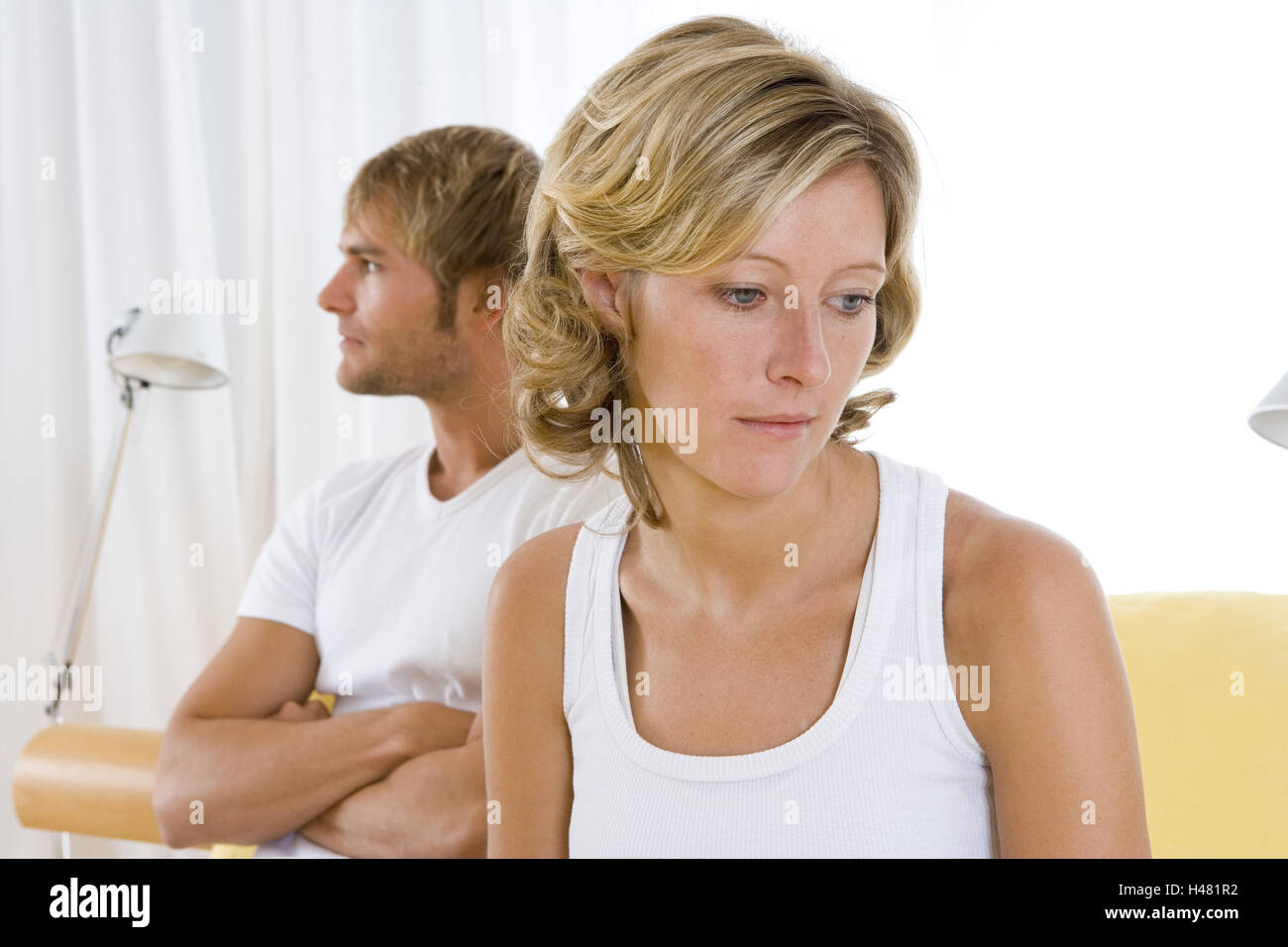 Couple, bed, fight, estrangement Stock Photo Alamy