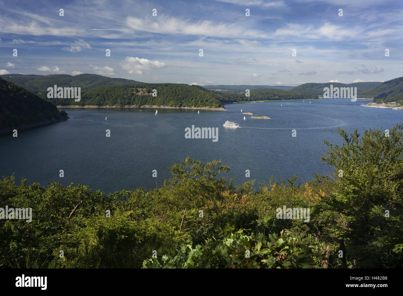 Germany, Hessen, nature reserve Keller's wood DED lake, Ederstausee, view from the Hermann's height, Stock Photo