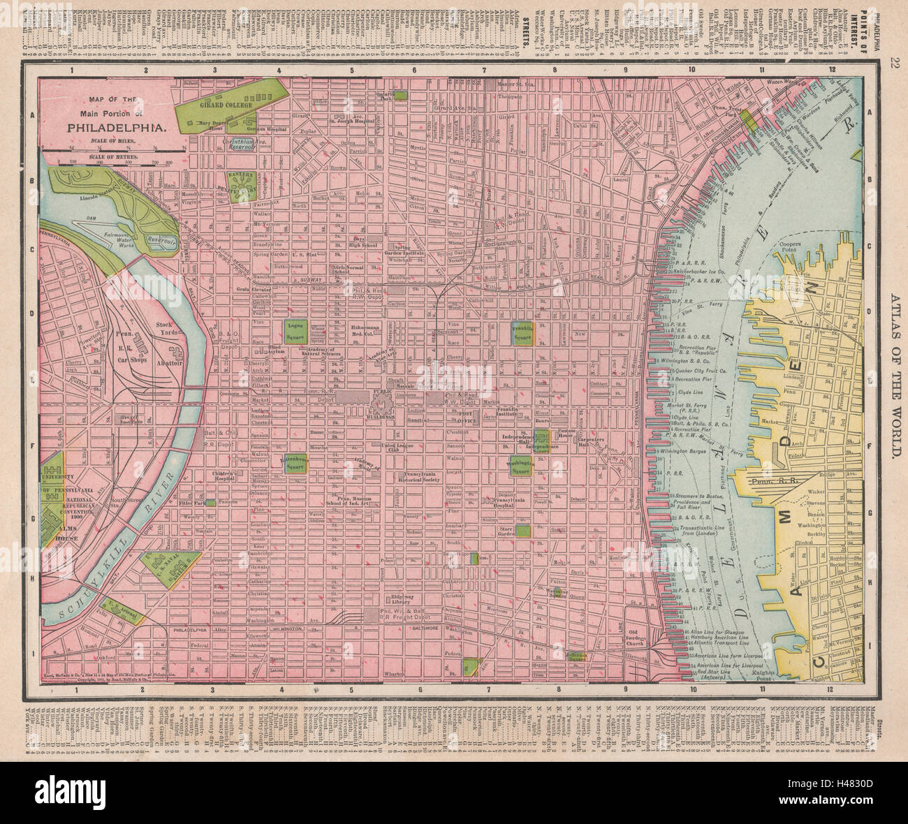 Philadelphia town city map plan. Pennsylvania. RAND MCNALLY 1912 old Stock Photo