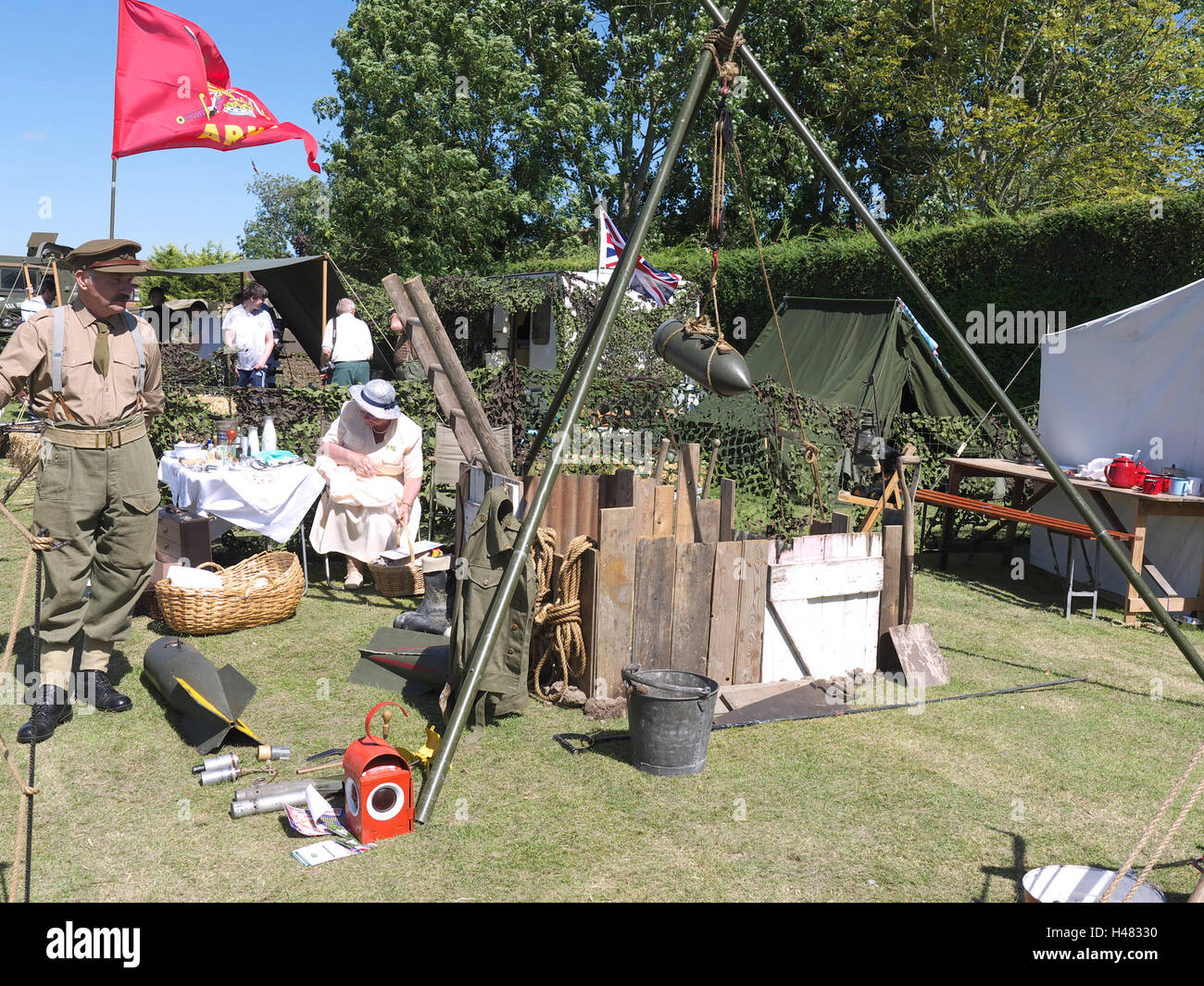 Wartime display at Baston in the blitz weekend portraying recovery of