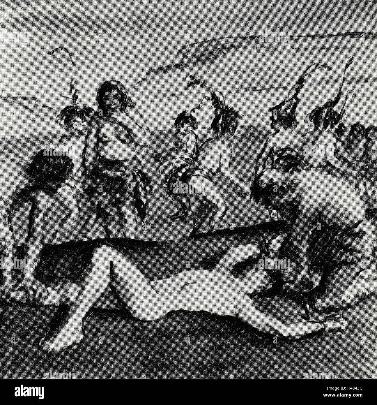 Illustration of neolithic trephination. Stock Photo