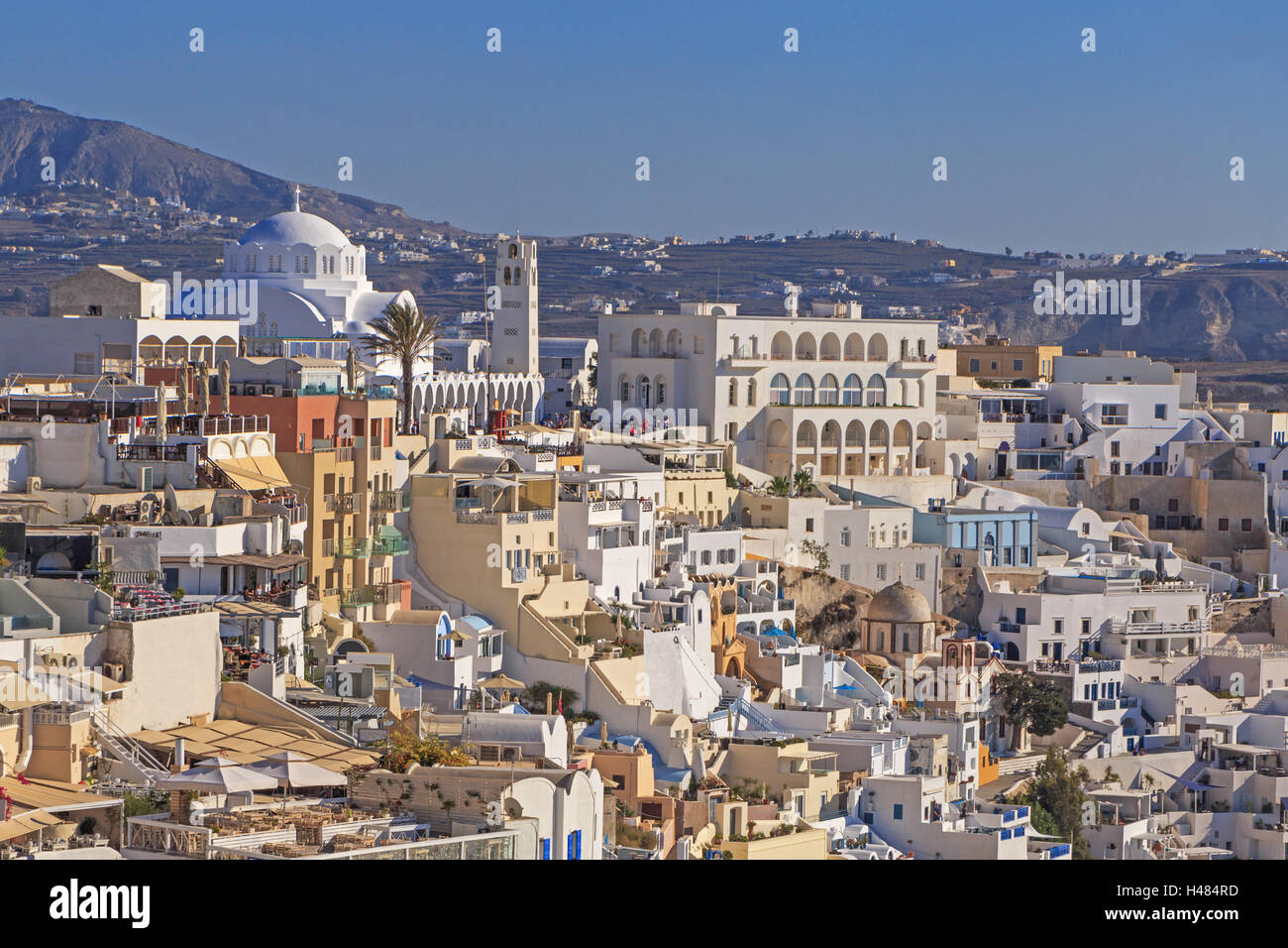 center of Fira town on Santorini Stock Photo